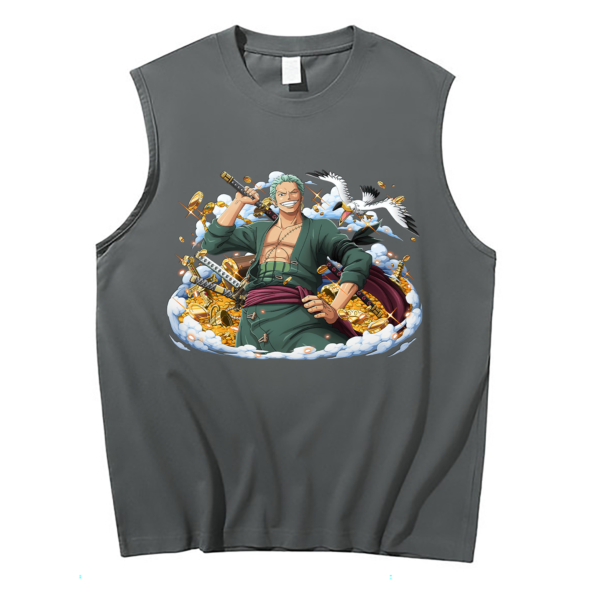 ワンピース ロロノア・ゾロ ONE PIECE Roronoa Zoro コットン100％タンクトップ（フロントプリント）